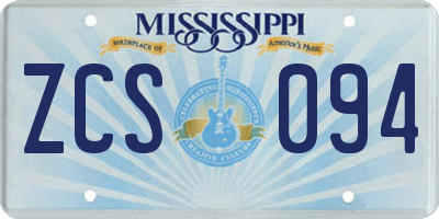 MS license plate ZCS094