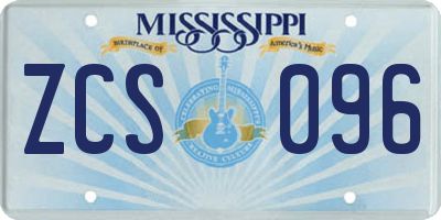 MS license plate ZCS096