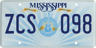 MS license plate ZCS098