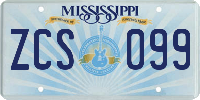 MS license plate ZCS099