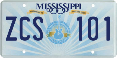MS license plate ZCS101