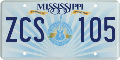 MS license plate ZCS105