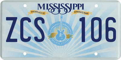 MS license plate ZCS106