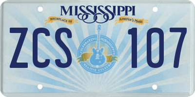 MS license plate ZCS107