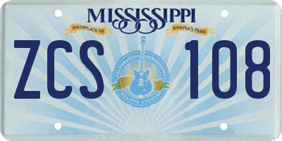 MS license plate ZCS108