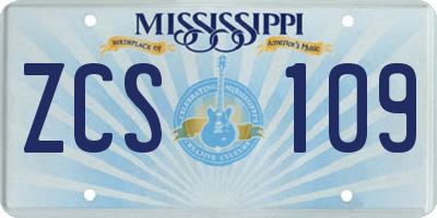 MS license plate ZCS109
