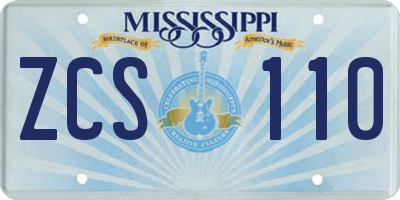 MS license plate ZCS110