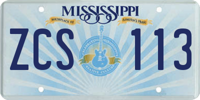MS license plate ZCS113