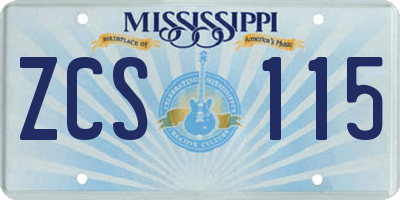 MS license plate ZCS115