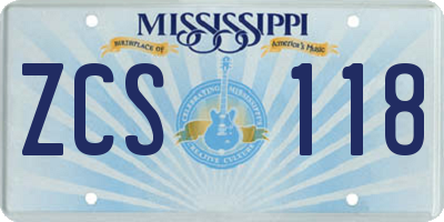 MS license plate ZCS118