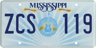 MS license plate ZCS119