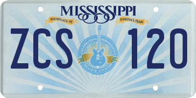 MS license plate ZCS120