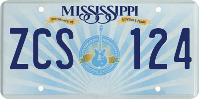 MS license plate ZCS124