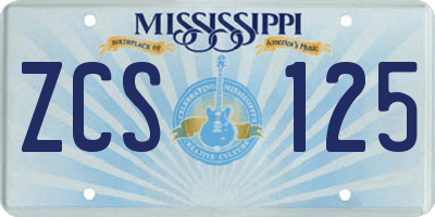 MS license plate ZCS125