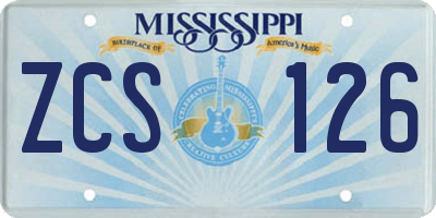 MS license plate ZCS126