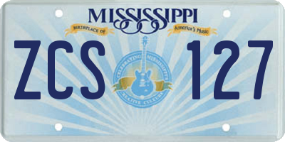 MS license plate ZCS127