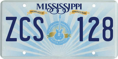 MS license plate ZCS128