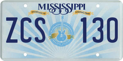 MS license plate ZCS130