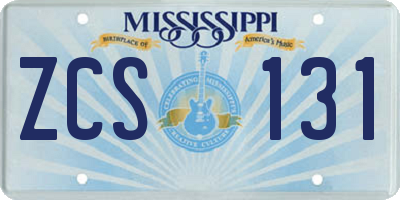 MS license plate ZCS131