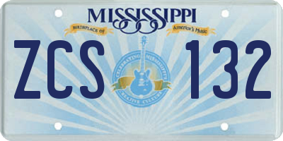 MS license plate ZCS132