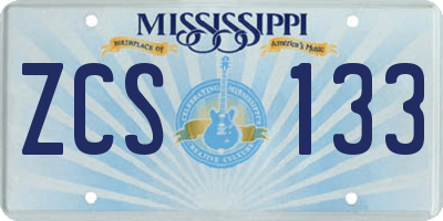 MS license plate ZCS133