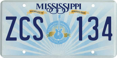 MS license plate ZCS134
