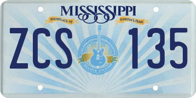 MS license plate ZCS135