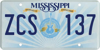 MS license plate ZCS137