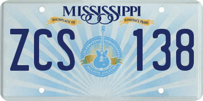 MS license plate ZCS138