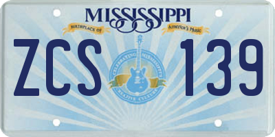 MS license plate ZCS139