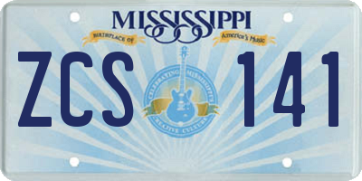 MS license plate ZCS141