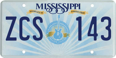 MS license plate ZCS143