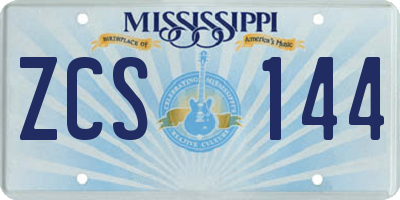 MS license plate ZCS144