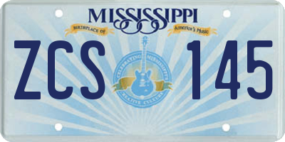 MS license plate ZCS145