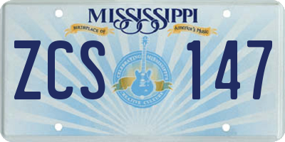MS license plate ZCS147