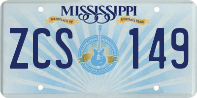 MS license plate ZCS149
