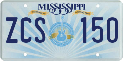 MS license plate ZCS150