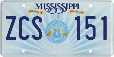 MS license plate ZCS151