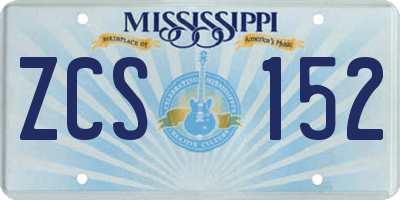 MS license plate ZCS152