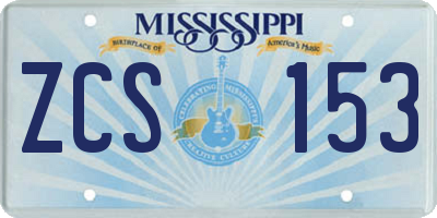 MS license plate ZCS153