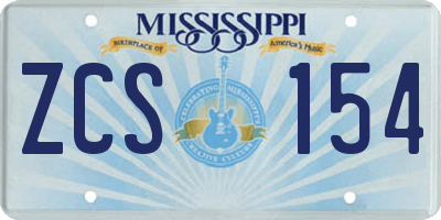 MS license plate ZCS154