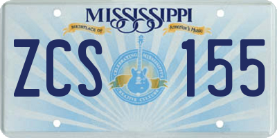 MS license plate ZCS155