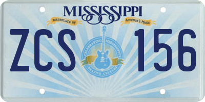 MS license plate ZCS156