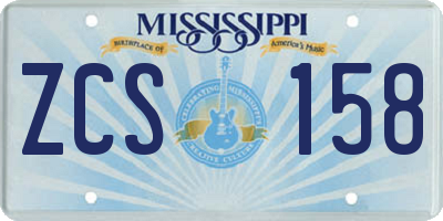 MS license plate ZCS158
