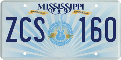 MS license plate ZCS160
