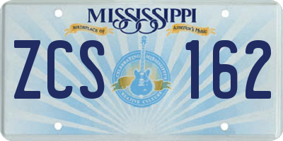MS license plate ZCS162