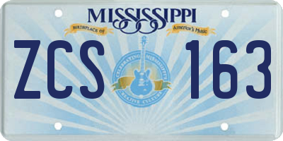 MS license plate ZCS163