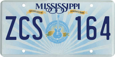 MS license plate ZCS164