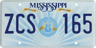 MS license plate ZCS165