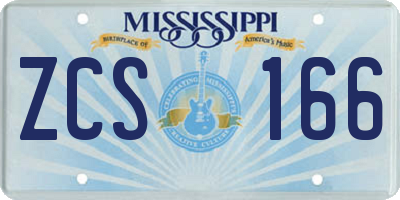 MS license plate ZCS166